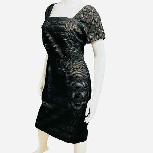 Y2K Black Vintage Dress Eyelets/Embroidered Leaves Midi/Maxi size Small - Picture 1 of 15